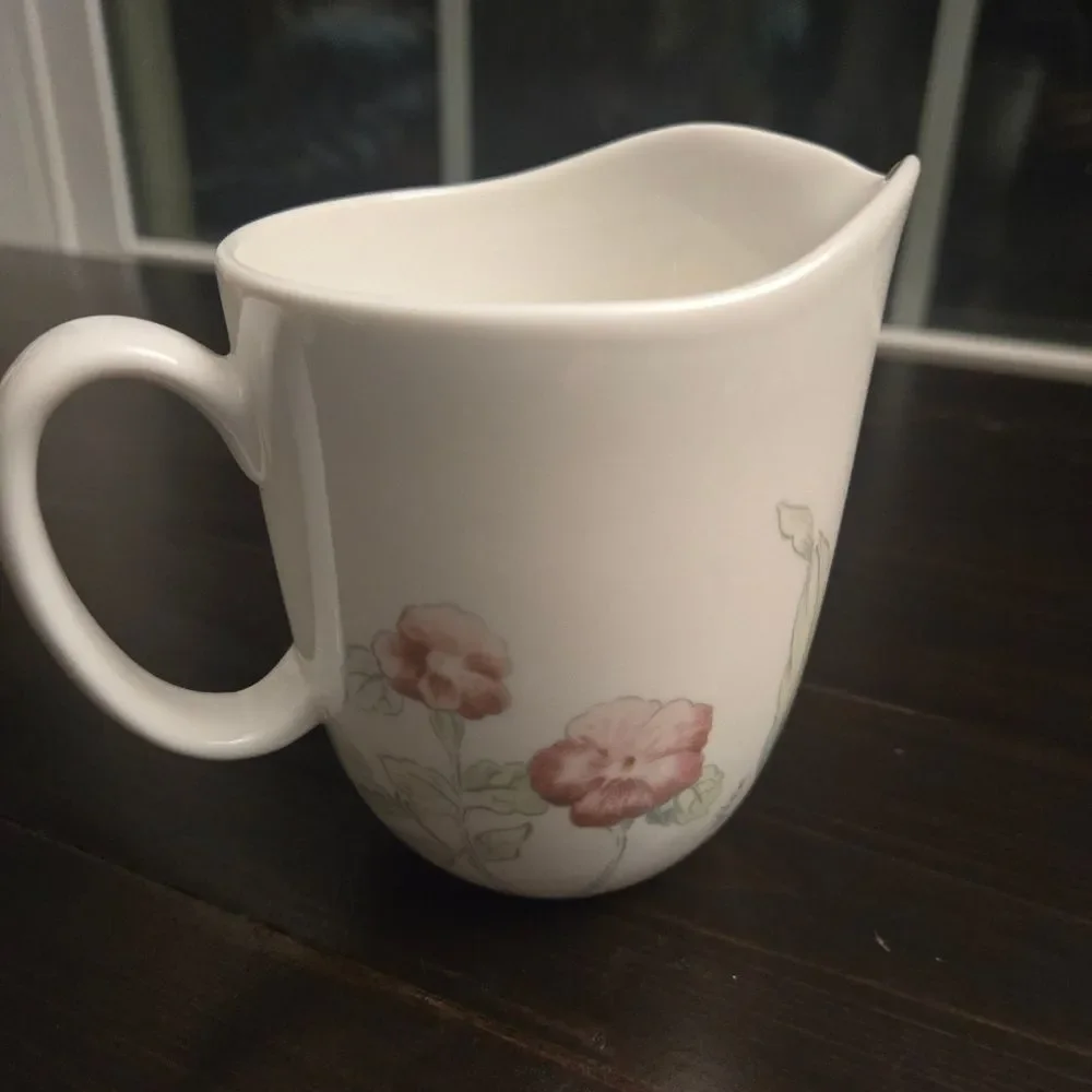 Vintage Lenox USA Artist Sketchbook Creamer 12 Oz Floral Discontinued Piece 4